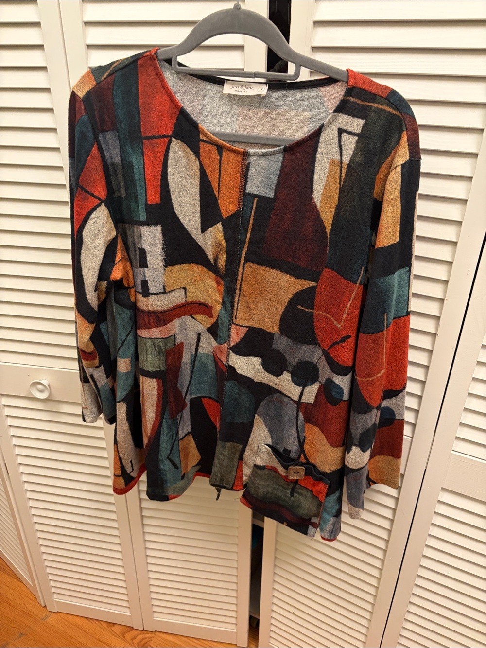 Abstract Geo-Print Long Sleeve Tunic in Multi-Color